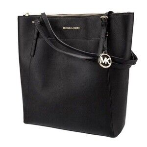 Michael Kors Jet Set Travel X- Large Leather Shoulder Tote Black Handbag